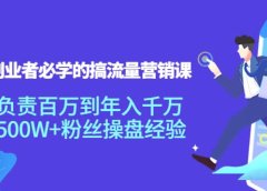 创业者必学的搞流量营销课:负责百万到年入千万,500W+粉丝操盘经验