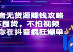 抖音无货源赚钱攻略,不囤货,不拍视频,带你在抖音疯狂爆单