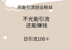 闲鱼精准引流创业粉丝,日引流100+,引流过程还能赚钱
