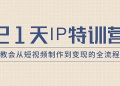 21天IP特训营,教会从短视频制作到变现的全流程