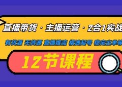 直播带货·主播运营2合1实战课 有货源 无货源 直播推流 极速起号 稳定出单