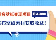 抖音壁纸变现项目:实战日入380+发布壁纸素材获取收益!
