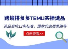 跨境拼多多TEMU实操选品运营方法,选品避坑12条标准,爆款的底层思路等