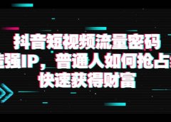 抖音短视频流量密码：打造强IP，普通人如何抢占红利，快速获得财富