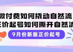 9月份新版正价起号,微付费如何撬动自然流,正价起号如何撕开自然流