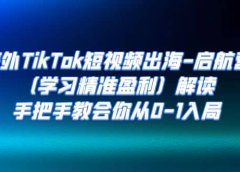 海外TikTok短视频出海-启航营（学习精准盈利）解读，手把手教会你从0-1入局