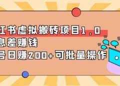 小红书虚拟搬砖项目1.0,可批量操作