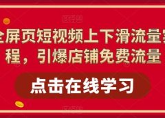 淘系-全屏页短视频上下滑流量实操课程,引爆店铺免费流量(87节视频课)