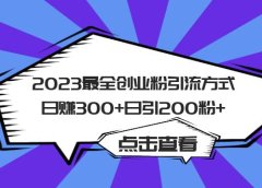 2023最全创业粉引流方式日赚300+日引200粉+