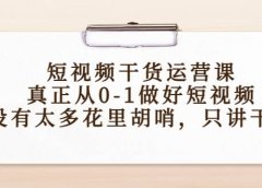 短视频干货运营课,真正从0-1做好短视频,没有太多花里胡哨,只讲干货