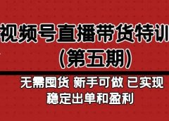 视频号直播带货特训营(第五期)无需囤货 新手可做 已实现稳定出单和盈利