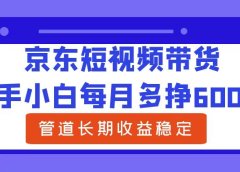 新手小白每月多挣6000+京东短视频带货,可管道长期稳定收益