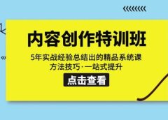 内容创作·特训班:5年实战经验总结出的精品系统课 方法技巧·一站式提升