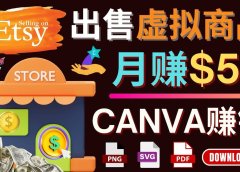 通过Etsy出售Canva模板，操作简单，收益高，月赚5000美元