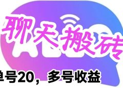 最新蓝海聊天平台手动搬砖,单号日入20,多号多撸,当天见效益