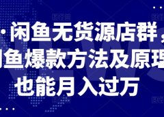 卓让·闲鱼无货源店群,掌握闲鱼爆款方法及原理,也能月入过万