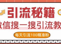 微信搜一搜引流教程,每天引流100精准粉