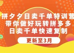 拼夕夕日卖千单特训营,带你做好玩转拼多多,日卖千单快速复制 (更新至3月)