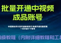 外面收费1980暴力开通中视频计划教程,附 快速通过中视频伙伴计划的办法