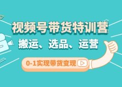 视频号带货特训营(第3期)：搬运、选品、运营、0-1实现带货变现