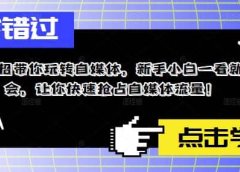 11招带你玩转自媒体,新手小白一看就会,让你快速抢占自媒体流量