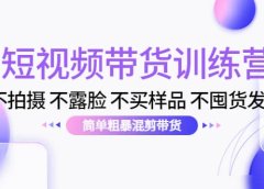 短视频带货训练营:不拍摄 不露脸 不买样品 不囤货发货 简单粗暴混剪带货