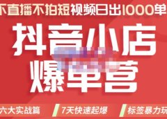 2022年抖音小店爆单营,不直播、不拍短视频、日出1000单,暴力玩法
