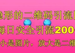 隐形的二维码引流图,缩小是图片,放大是二维码,每日安全引流200+