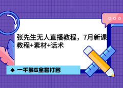 张先生无人直播教程,7月新课,教程素材话术一千多G全套打包