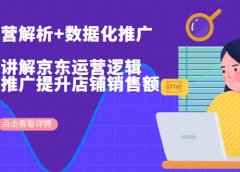 京东运营解析与数据化推广系列课,全维度讲解京东运营逻辑+数据化推广提升店铺销售额
