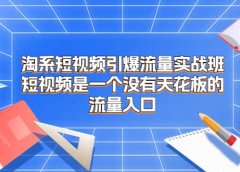 淘系短视频引爆流量实战班，短视频是一个没有天花板的流量入口