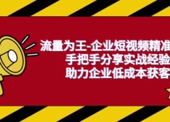 流量为王-企业 短视频精准获客,手把手分享实战经验,助力企业低成本获客