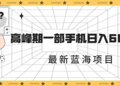 最新蓝海项目，一年2次爆发期，高峰期一部手机日入6000+（素材+课程）