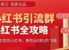 价值980元的《小红书运营和引流课》,日引100高质量粉