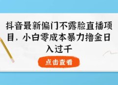抖音最新偏门不露脸直播项目,小白零成本暴力撸金日入1000+