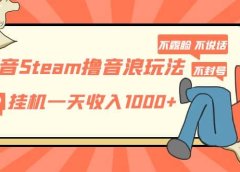 抖音Steam撸音浪玩法 不露脸 不说话 不封号 社恐人群福音