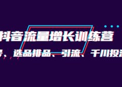 月销1.6亿实操团队·抖音流量增长训练营:起号、选品排品、引流 千川投流等