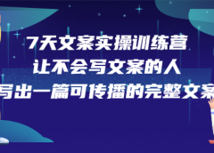 7天文案实操训练营第17期,让不会写文案的人,写出一篇可传播的完整文案