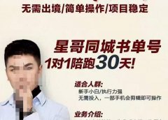 星哥同城教育书单号课程,无需出境简单操作项目稳定
