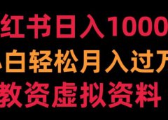 小红书日入1000+小白轻松月入过万教资虚拟资料