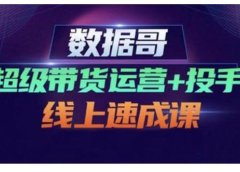 数据哥·超级带货运营+投手线上速成课，快速提升运营和熟悉学会投手技巧