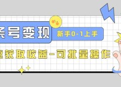 2023头条号实操变现课:新手0-1轻松上手,快速获取收益-可批量操作