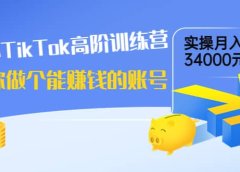海外TikTok高阶训练营:教你做个能赚钱的账号,实操月入34000元!