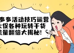 拼多多活动技巧运营:大促各种玩转干货,流量翻倍大揭秘