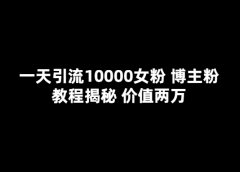 一天引流10000女粉,博主粉教程揭秘(价值两万)