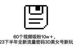60个视频吸粉10w+,2023下半年全新流量密码3D美女号新玩法(教程+资源)