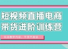 短视频直播电商带货进阶训练营：实战教学内容，干货不废话