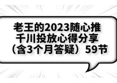 老王的2023随心推+千川投放心得分享（含3个月答疑）59节