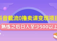 抖音截流0撸卖课变现项目