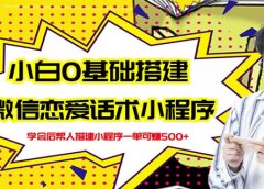 新手0基础搭建微信恋爱话术小程序,一单赚几百【视频教程+小程序源码】